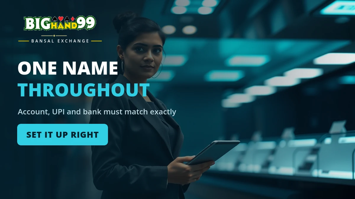 The name matching rule for Bansal Exchange withdrawals across account, UPI handle and bank